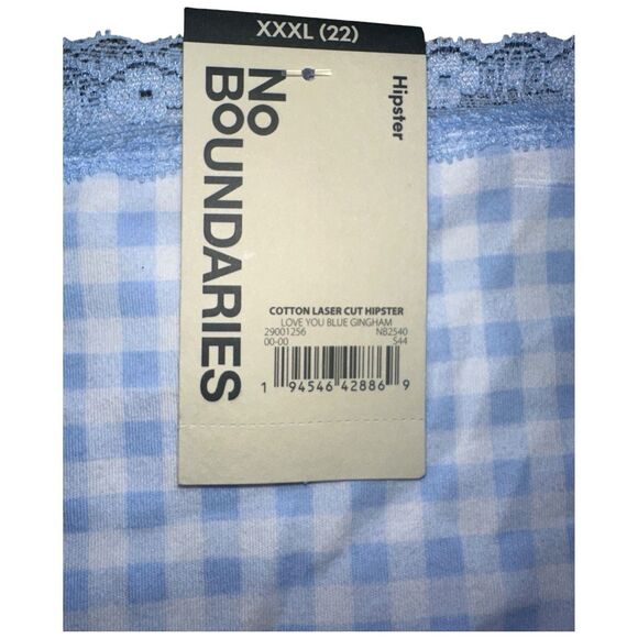 Hipster Lace Trim Panty Blue Gingham Plaid XXXL - Picture 9 of 16